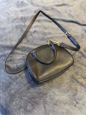 Coach Black Textured Dome Crossbody with Gold Hardware
